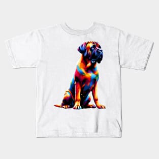 Spanish Mastiff in Vibrant Splash Paint Style Kids T-Shirt